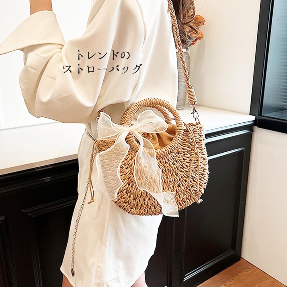 Amazon | [Lapimou] かごバッグ ショルダー 編みバッグ 浴衣